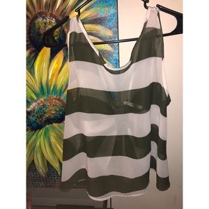 Army Green & White Stripped Tank